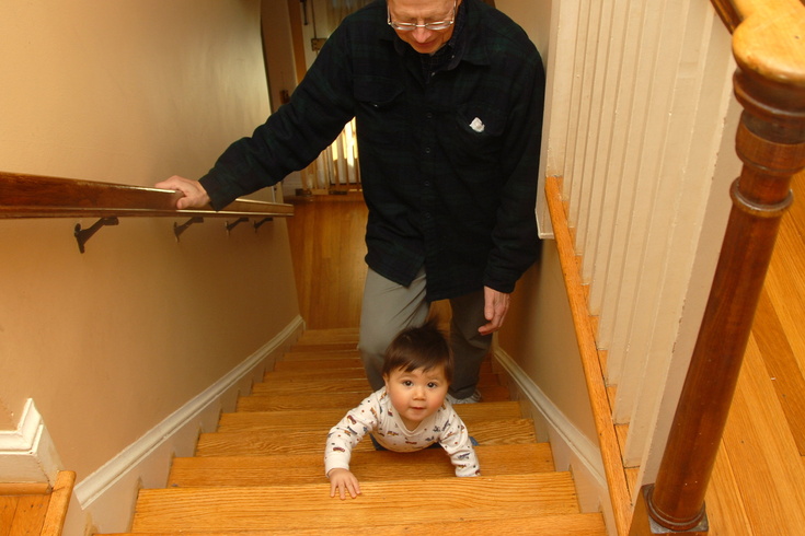 climbing stairs with Grandpa