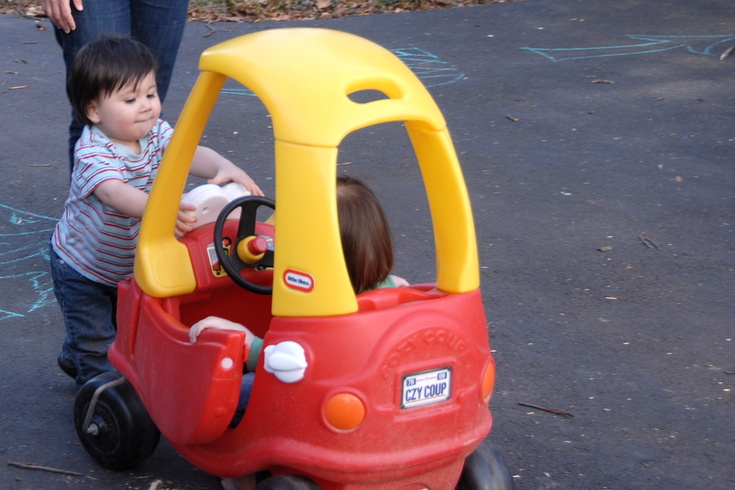 pushing the cozy coupe