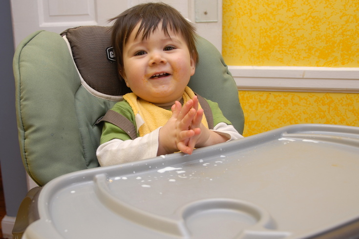 happy in high chair