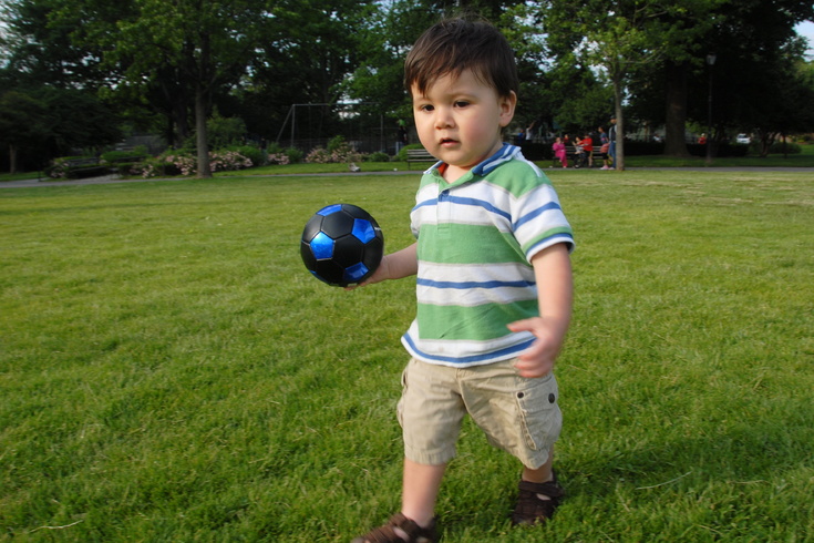 walking with soccer ball
