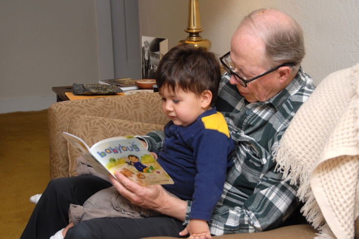grandpa reads babybug