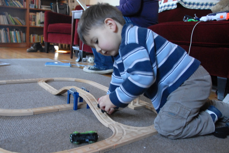wooden train play
