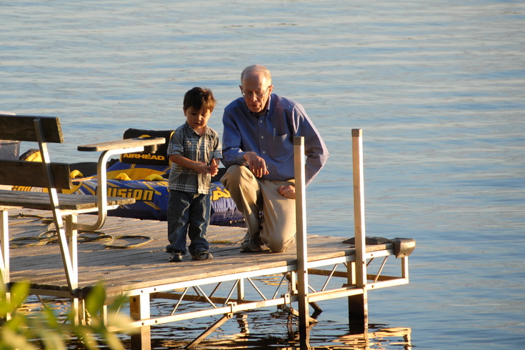 on the dock with Grandpa