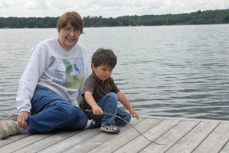 with Grandma on the dock