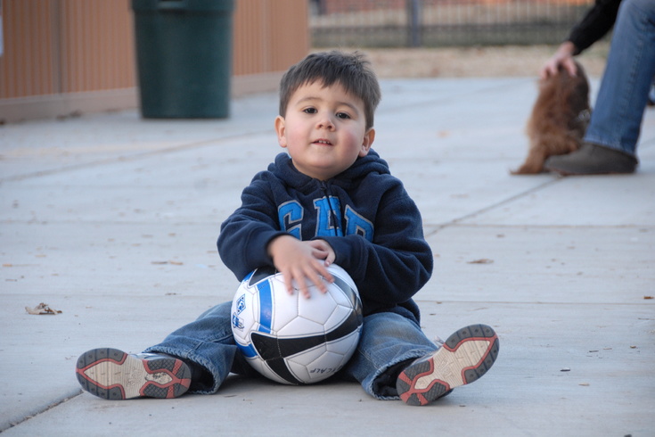 with his new soccer ball