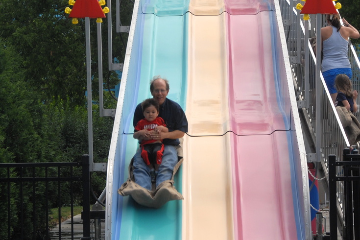 fun slide with daddy