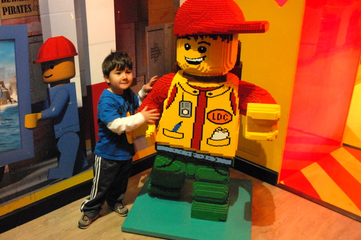 with big Lego guy