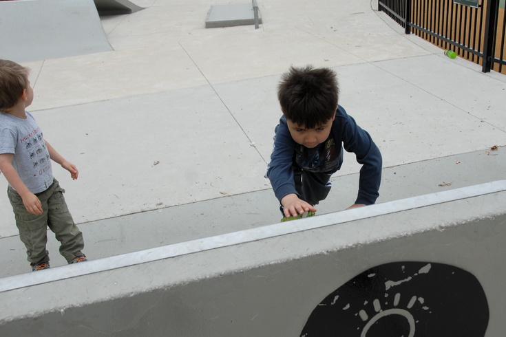 climbing the skate ramp