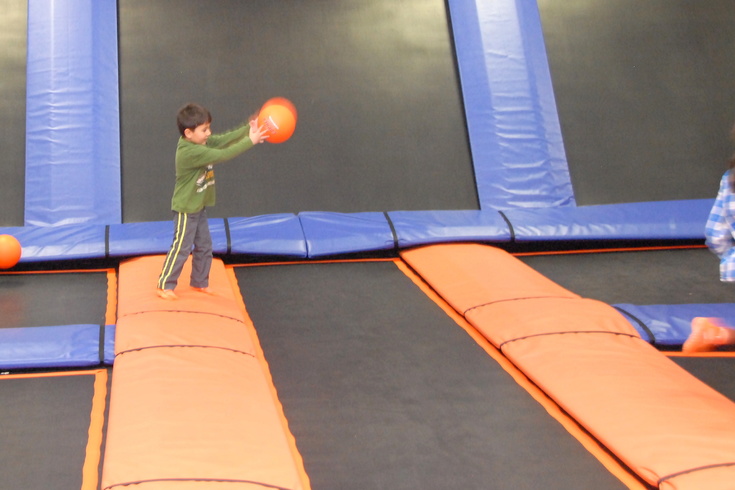 trampoline dodgeball toss