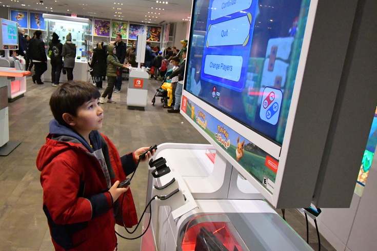 playing at the Nintendo store