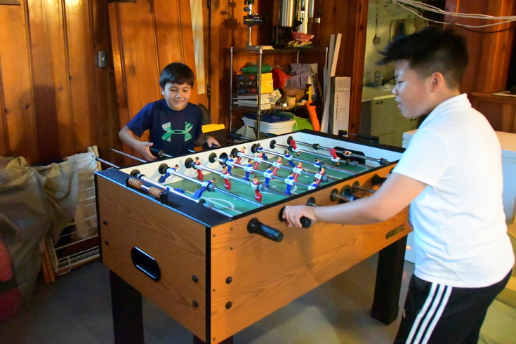foosball with exchange brother