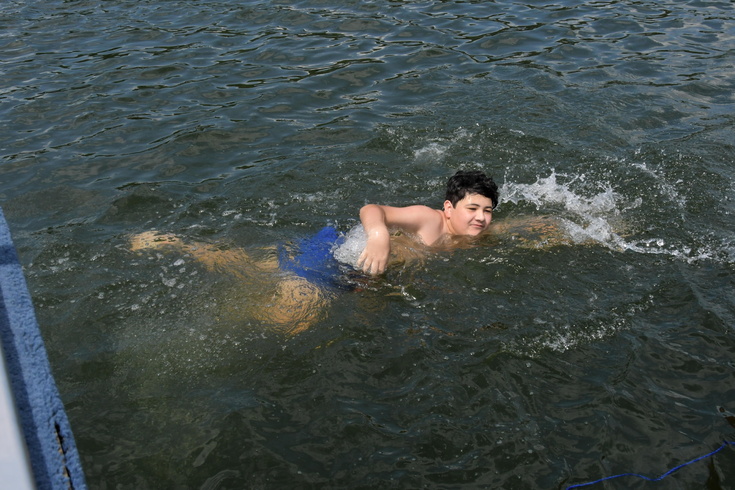 swimming in the lake