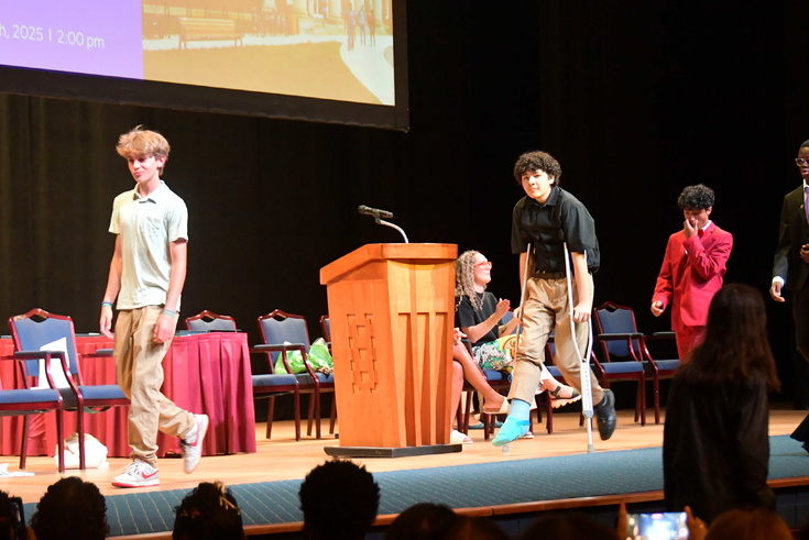 across stage for promotion